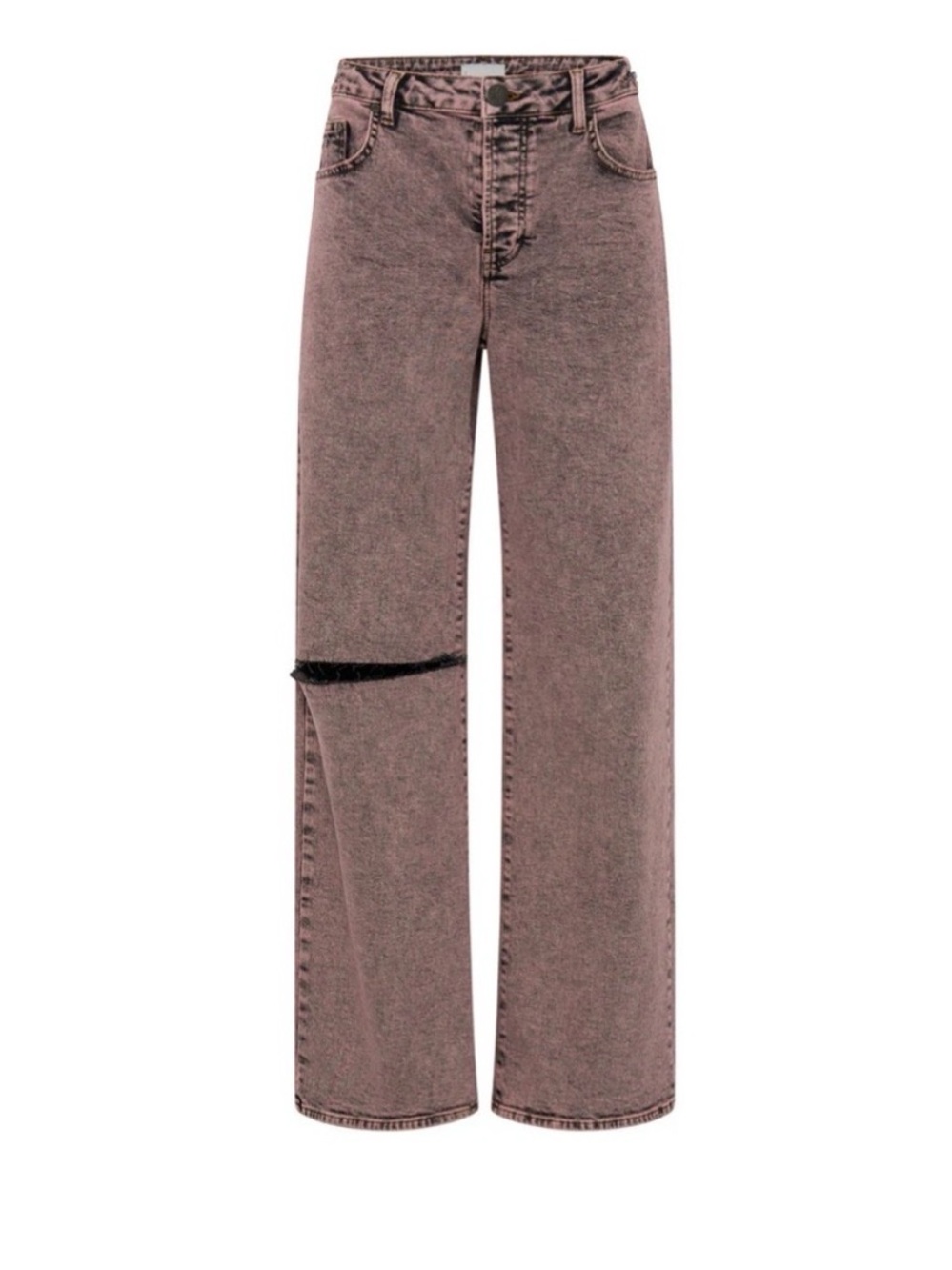 One Teaspoon Jackson Wide Leg Jeans Night Haze Pink Acid Wash Cutout Size 25 NWT